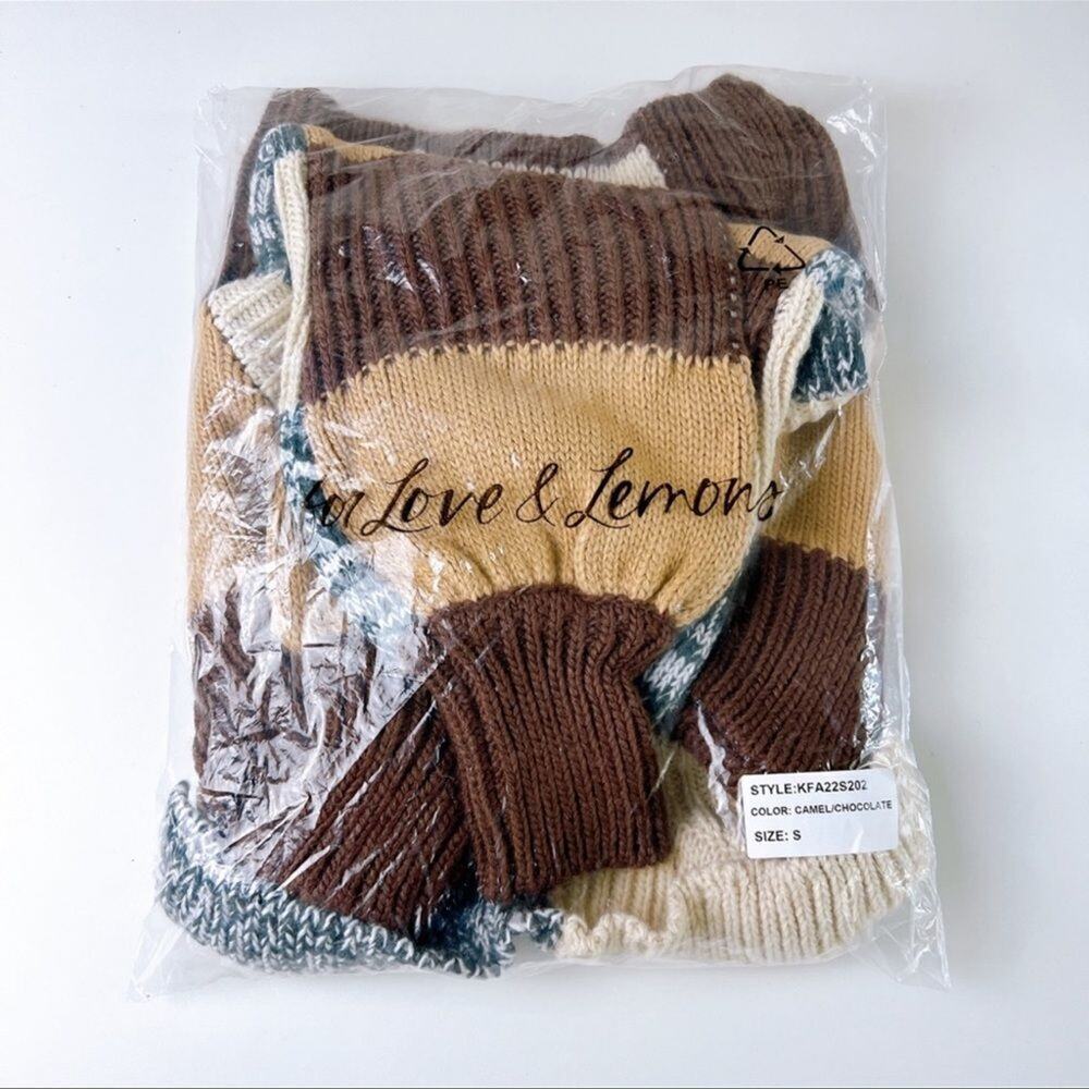 For love and lemons checker print Knit Sweater crop top - Picture 5 of 8